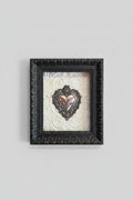 Serie Black Baroque - Quadro Ex Voto Sacro Cuore su Sfondo Barocco Bianco con Rialzi 31x36