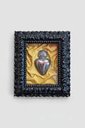 Serie Black Sea - Quadro Ex Voto Sacro Cuore su Raso Giallo 29x34