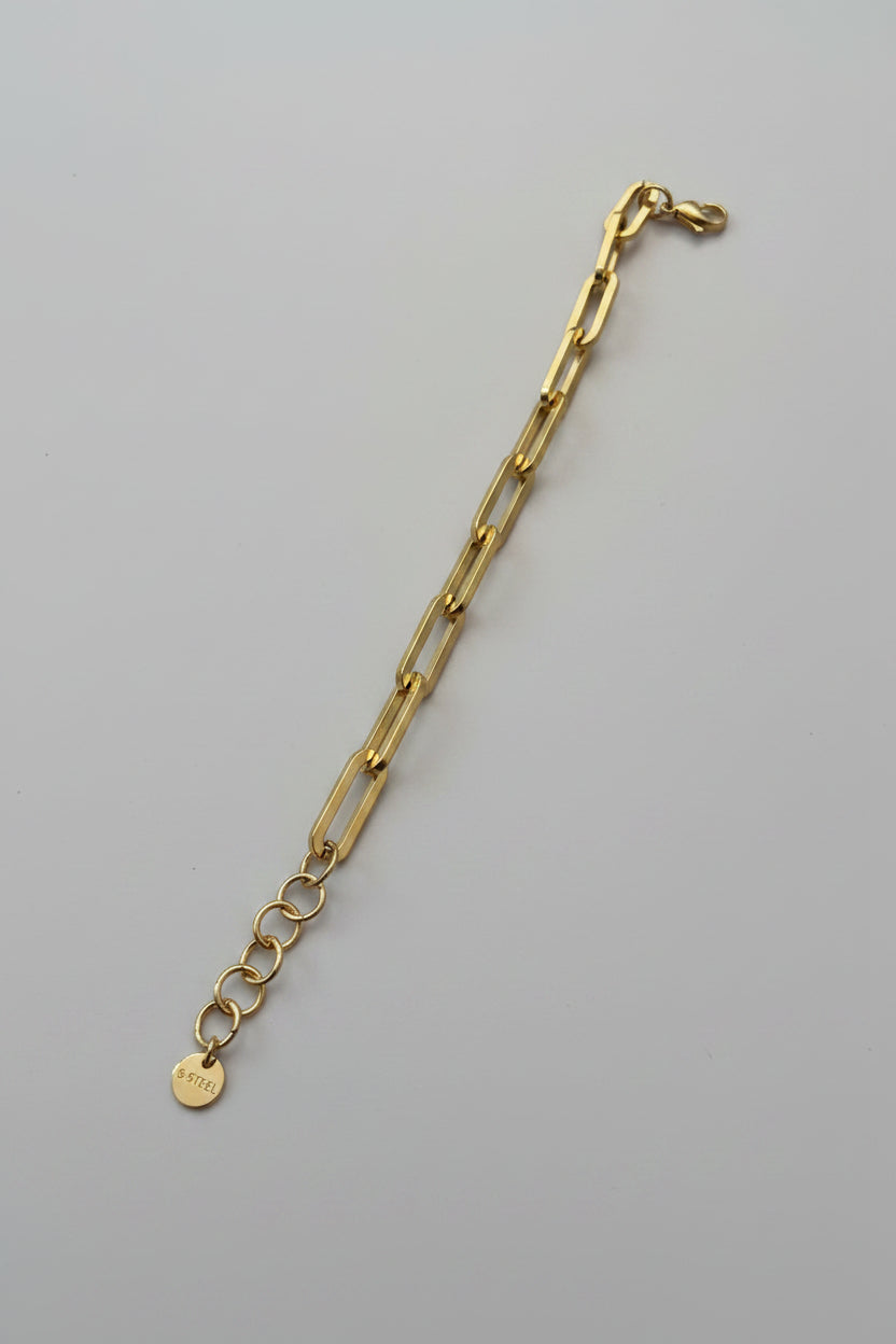 Bracciale a Catena in Acciaio Dorato con Catena di Regolazione