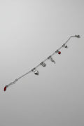 Bracciale a Catenina con Charm in Acciaio — Sacro Cuore, Quadrifoglio, Cornicello, Coccinella e Cuoricino