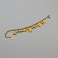 Bracciale a Catena Tonda in Acciaio Dorato con Charm Sacro Cuore e Punti Luce