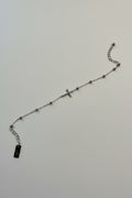 Bracciale a Catenina con Sfere e Croce con Brillantini in Acciaio