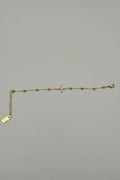 Bracciale a Catenina con Sfere e Croce con Brillantini in Acciaio Dorato