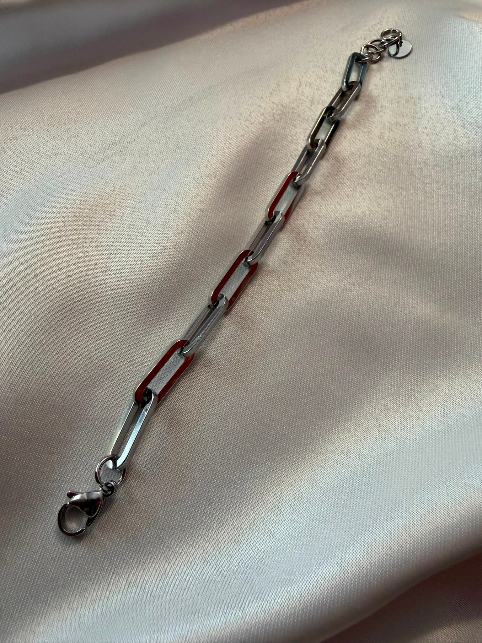 Bracciale a Catena in Acciaio con Catena di Regolazione