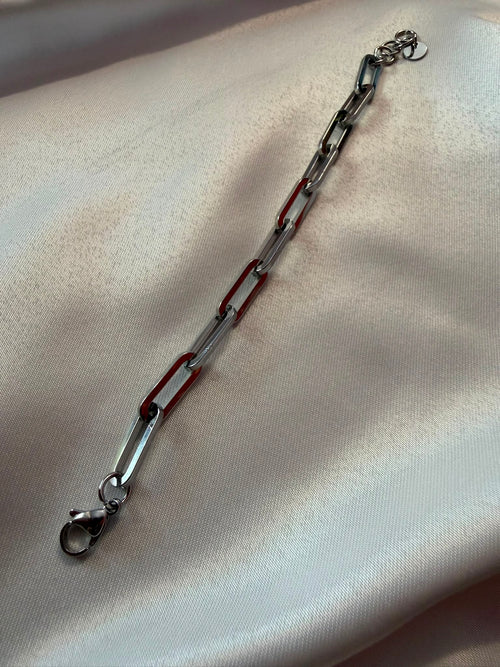 Bracciale a Catena in Acciaio con Catena di Regolazione