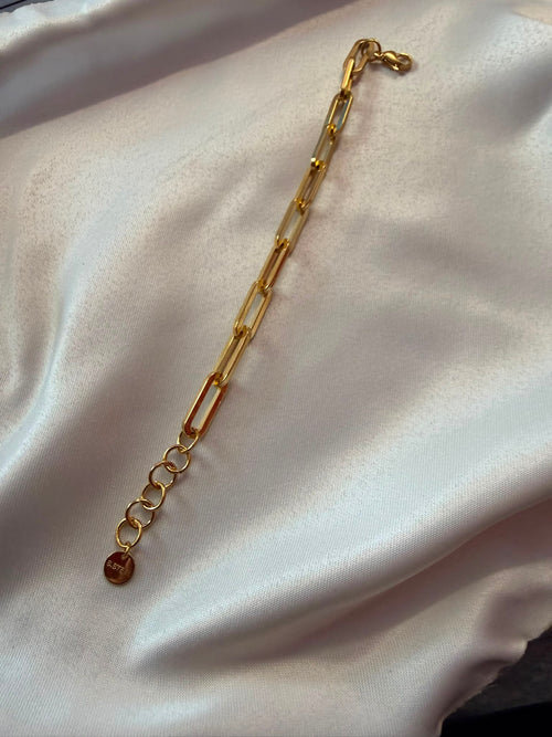 Bracciale a Catena in Acciaio Dorato con Catena di Regolazione