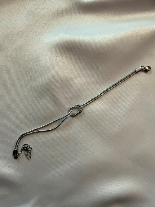 Bracciale a Cordino con Nodo di Giunzione in Acciaio