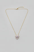 Cor Stellae Gold — Collana con Cuore e Brillantini in Acciaio Dorato