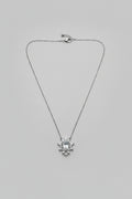 Cor Stellae — collana rosetta brillantini con cuore centrale in acciaio argento