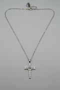 Collana croce cuore brillanti in acciaio argento