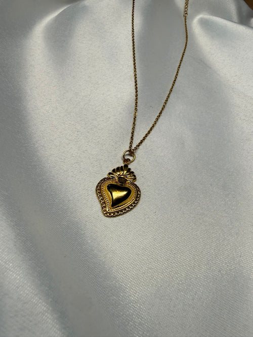 Anima Aurea — Collana Sacro Cuore in Acciaio Dorato