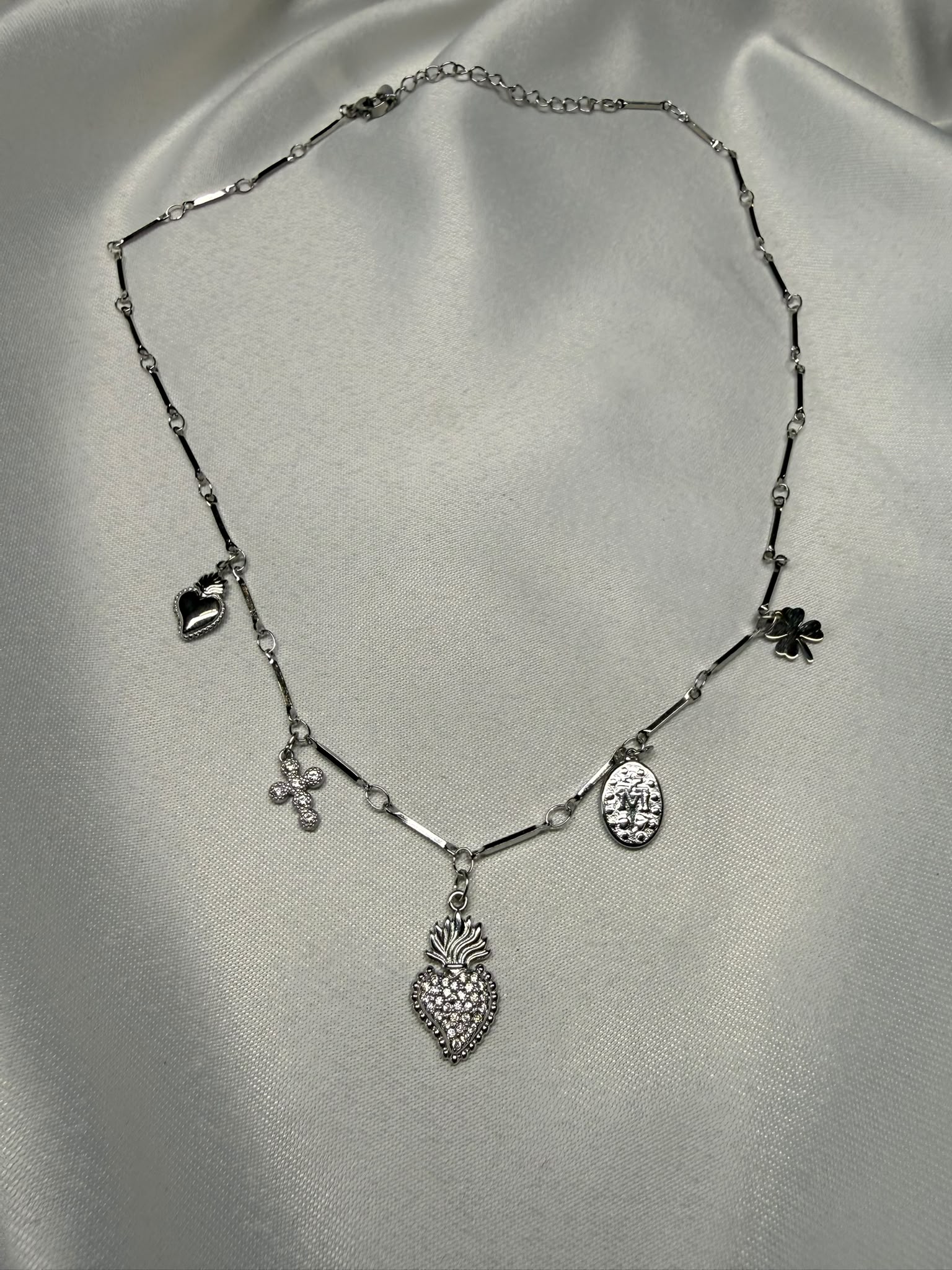 Arcana Argentea — Collana a Lingottini con 5 Charm in Acciaio