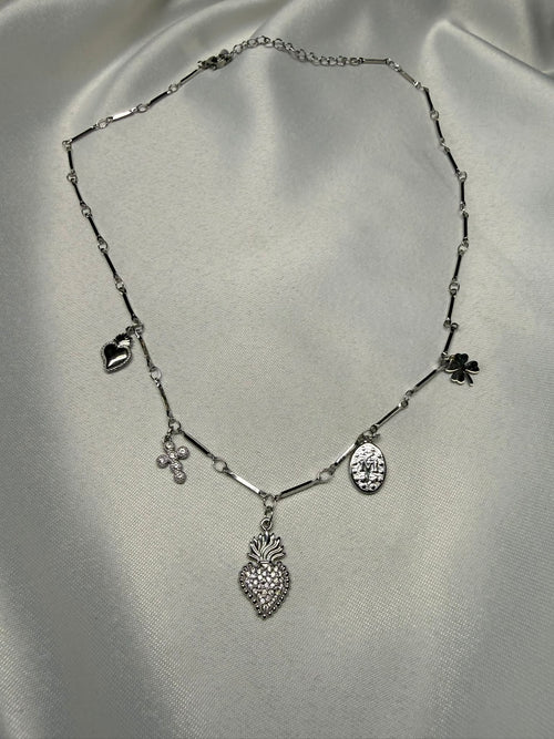 Arcana Argentea — Collana a Lingottini con 5 Charm in Acciaio
