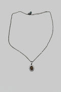 Rosa Stellae — collana punto luce pietra ovale rosa con brillantini in acciaio argento