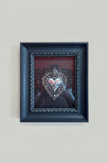 Serie Dark Wood - Quadro Ex Voto Sacro Cuore su Ecopelle Nera 32x37