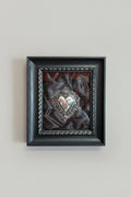 Serie Dark Wood - Quadro Ex Voto Sacro Cuore su Raso Nero 32x37