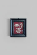 Serie Dark Wood - Quadro Ex Voto Non Vedo Non Sento Non Parlo su Ecopelle Bordeaux 32x37