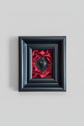 Serie Eclipse - Quadro Ex Voto Sacro Cuore Nero su Sfondo Raso Bordeaux 25x30