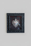 Serie Midnight Tide - Quadro Sacro Cuore su Sfondo Ecopelle Nera 37x42