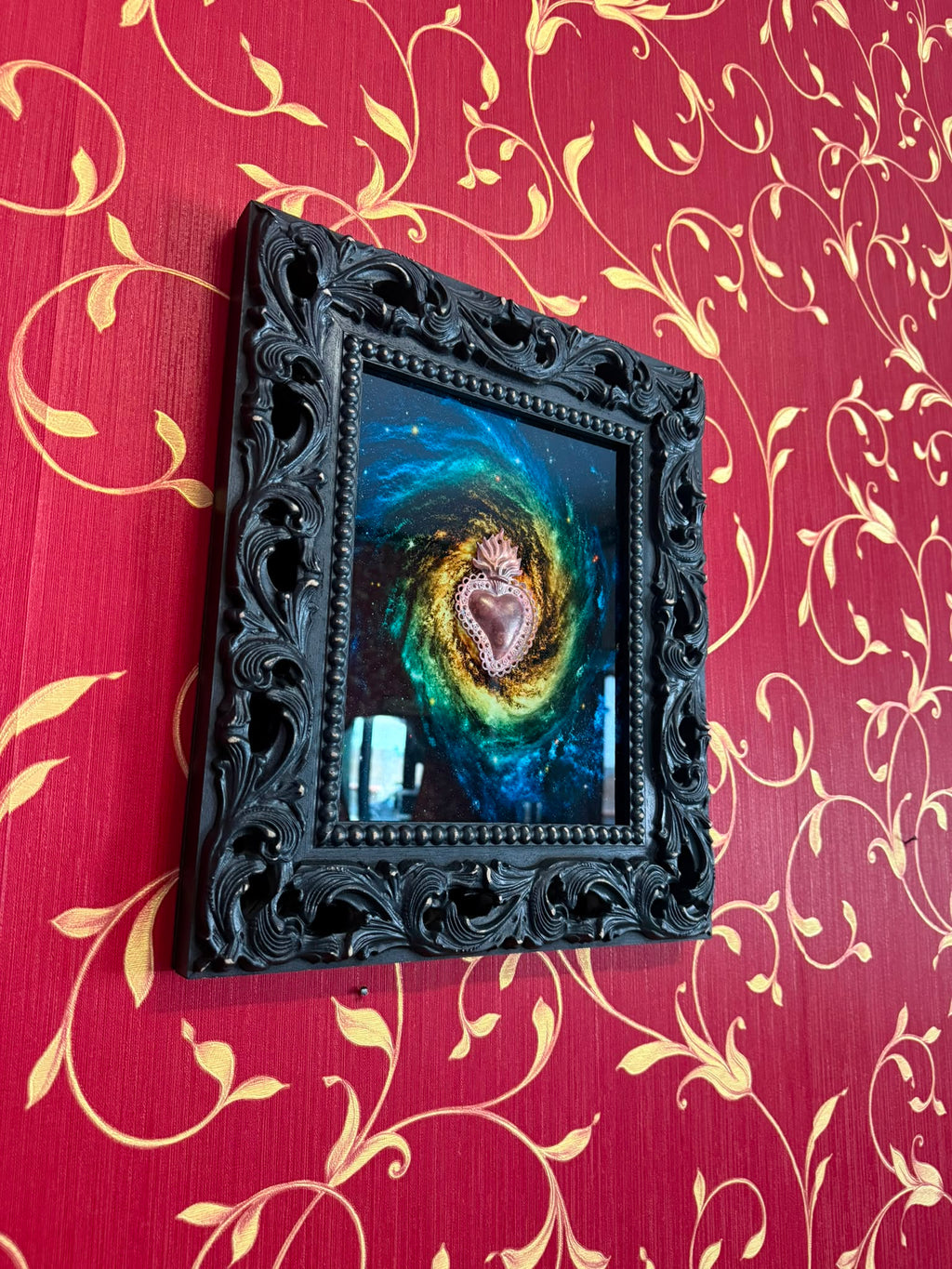 Serie Nebula Sacra - Quadro Ex Voto Sacro Cuore su Stampa Galassia su Plexiglass 34x39