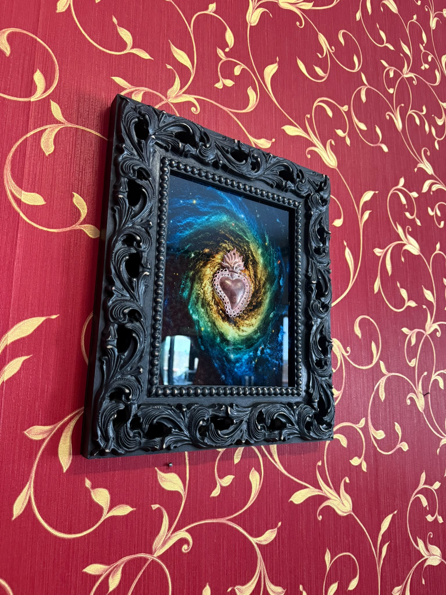 Serie Nebula Sacra - Quadro Ex Voto Sacro Cuore su Stampa Galassia su Plexiglass 34x39