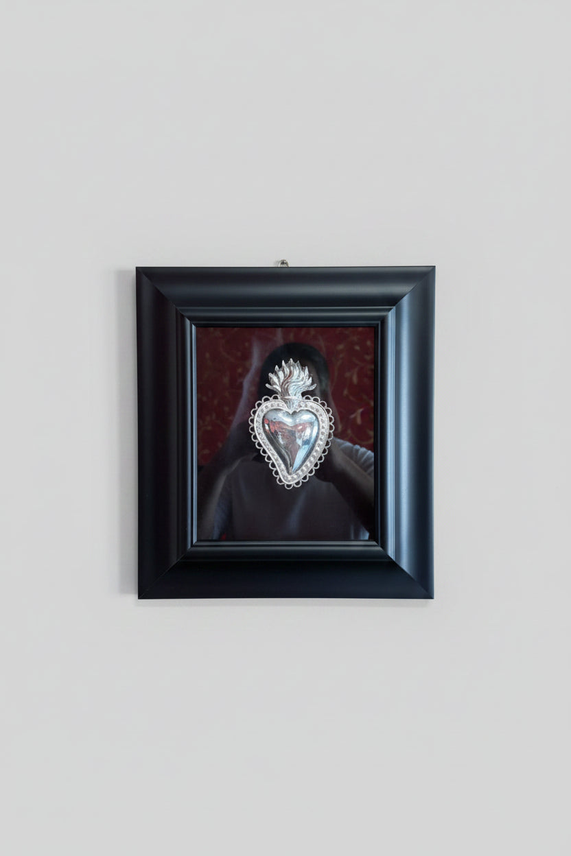 Serie Noir Essence - Quadro Sacro Cuore Classico su Sfondo Velluto Nero 33x39