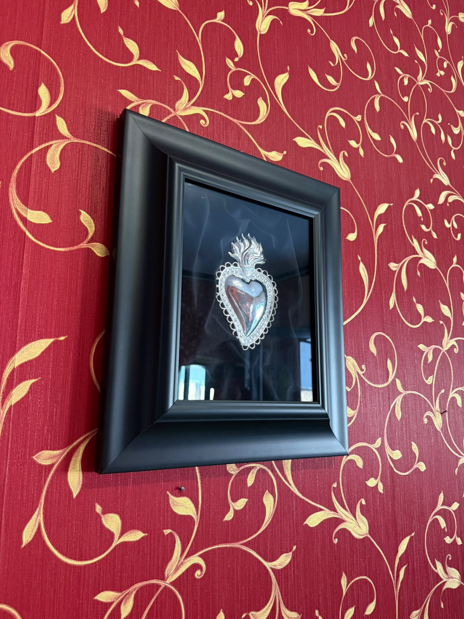 Serie Noir Essence - Quadro Sacro Cuore Classico su Sfondo Velluto Nero 33x39