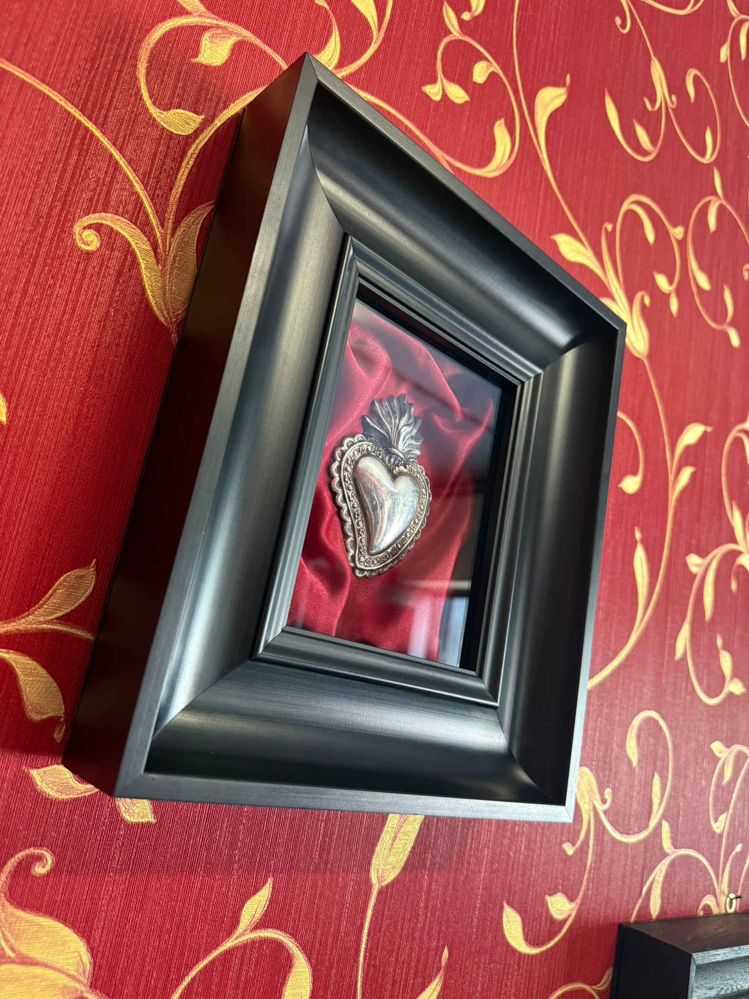 Quadro Ex Voto Sacro Cuore - Raso Bordeaux 23x27