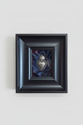 Quadro Ex Voto Sacro Cuore Color Argento - Raso Blu Notte 20x23