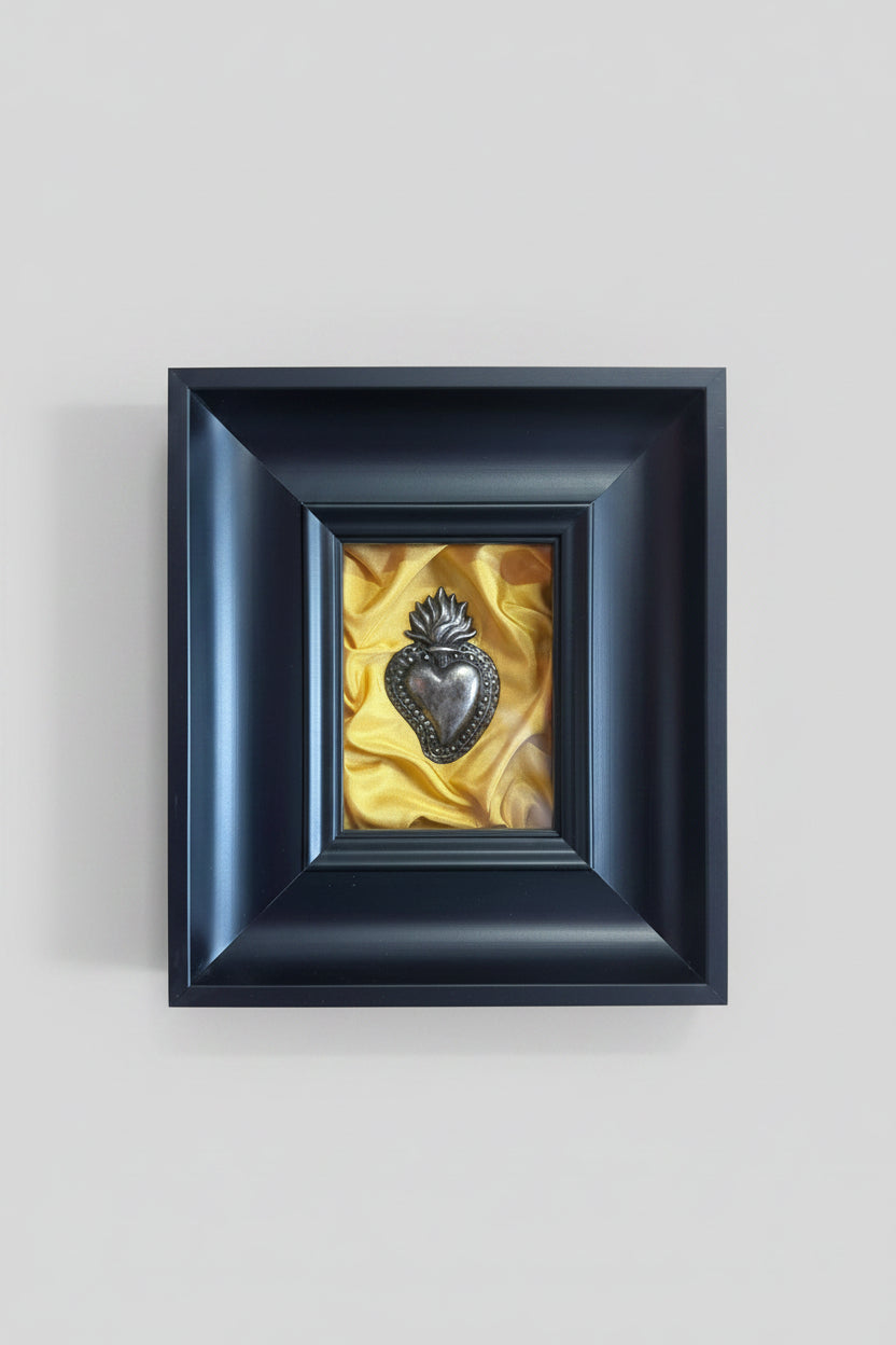 Quadro Ex Voto Sacro Cuore - Raso Giallo 20x23