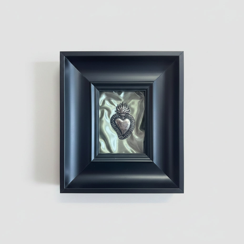 Quadro Ex Voto Sacro Cuore - Raso Verde 20x23