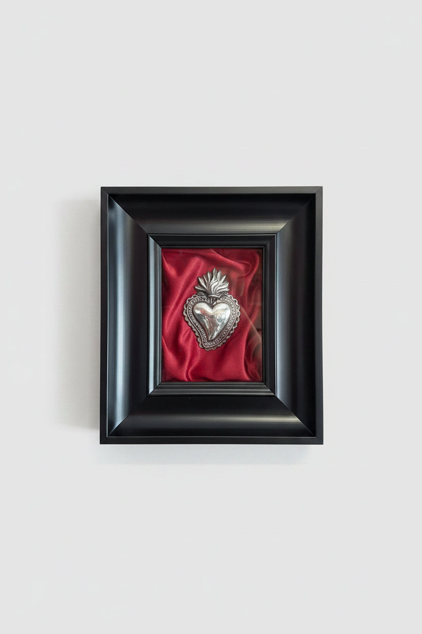 Quadro Ex Voto Sacro Cuore - Raso Bordeaux 23x27