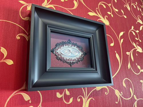 Quadro Ex Voto Occhi Ricamati - Ecopelle Rossa 23x27